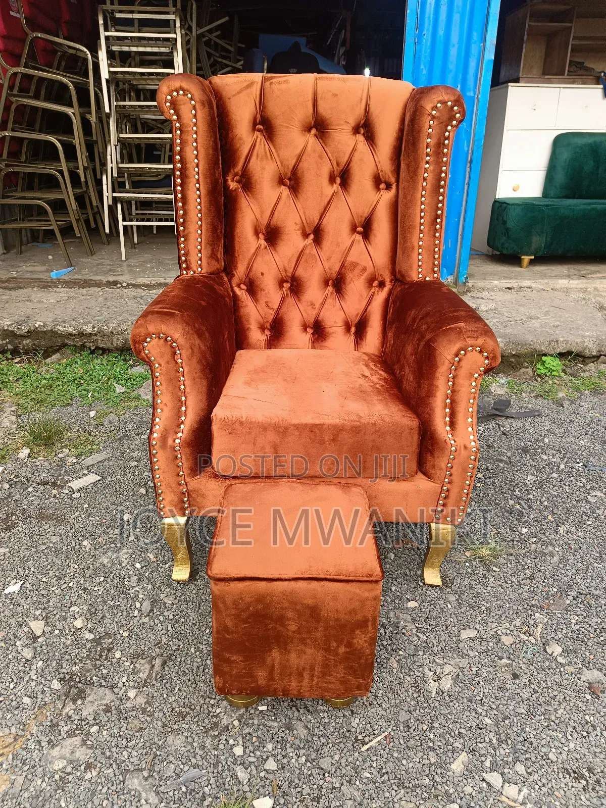 King Chair or Pedicure With Stool, Burnt Orange 