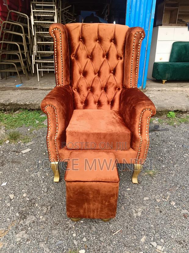 King Chair or Pedicure With Stool, Burnt Orange