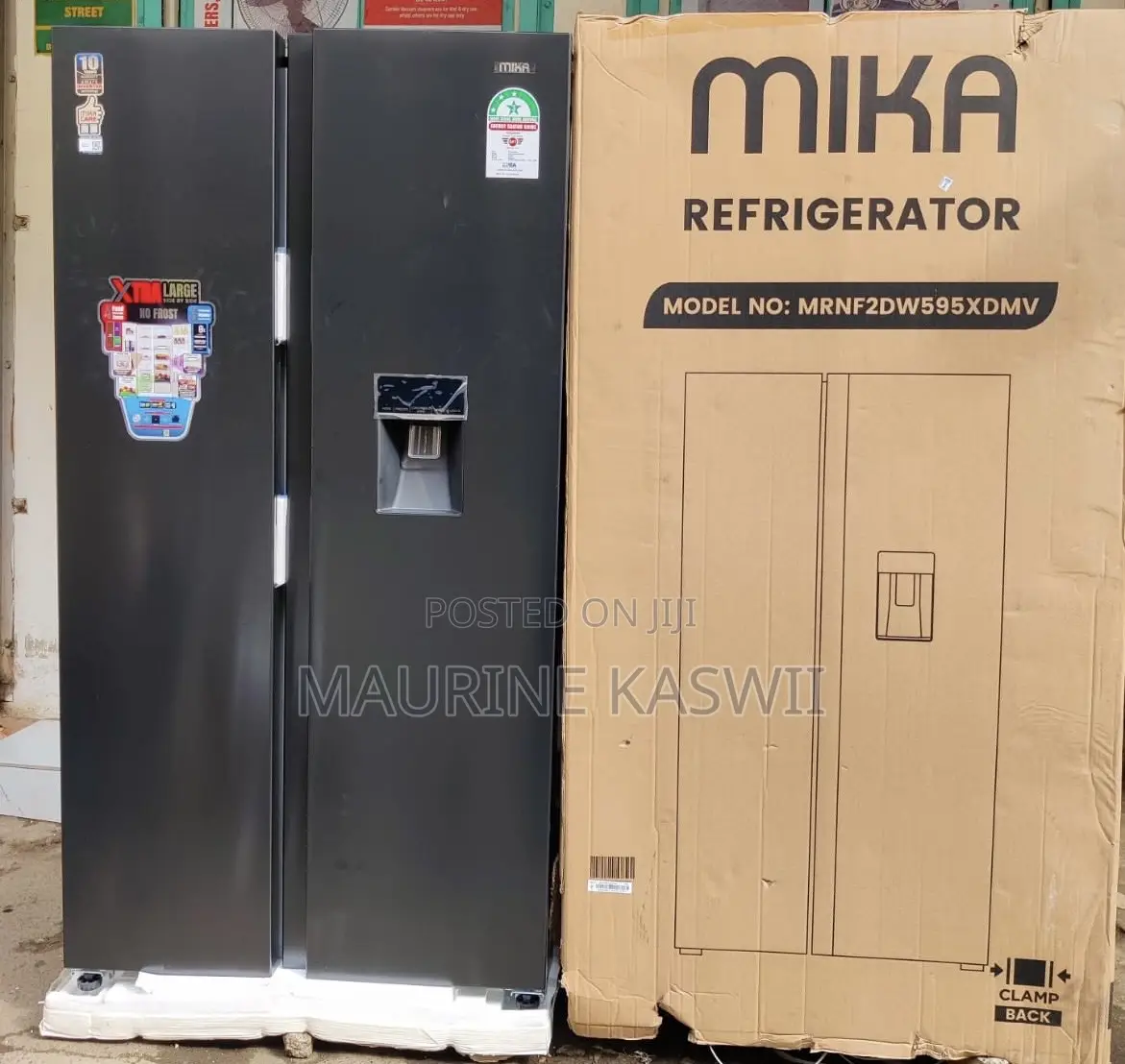 Mika 595 Liters Mrnf2dw595xdmv Side by Side Fridge,Black