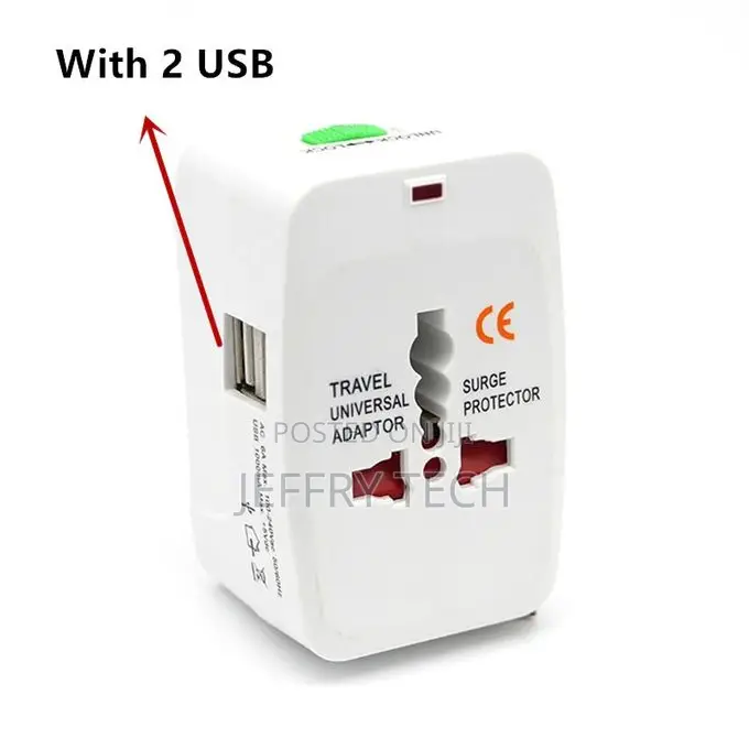 2 Usb Charging Universal Travel Adapter All-in-One Internati