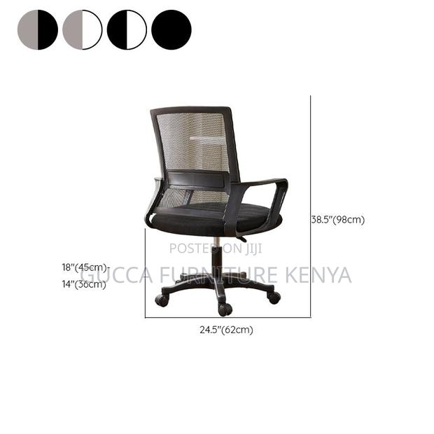 Office Chairs:Ergonomic Black Upholstered Office Mesh Chair - thumbnail 5
