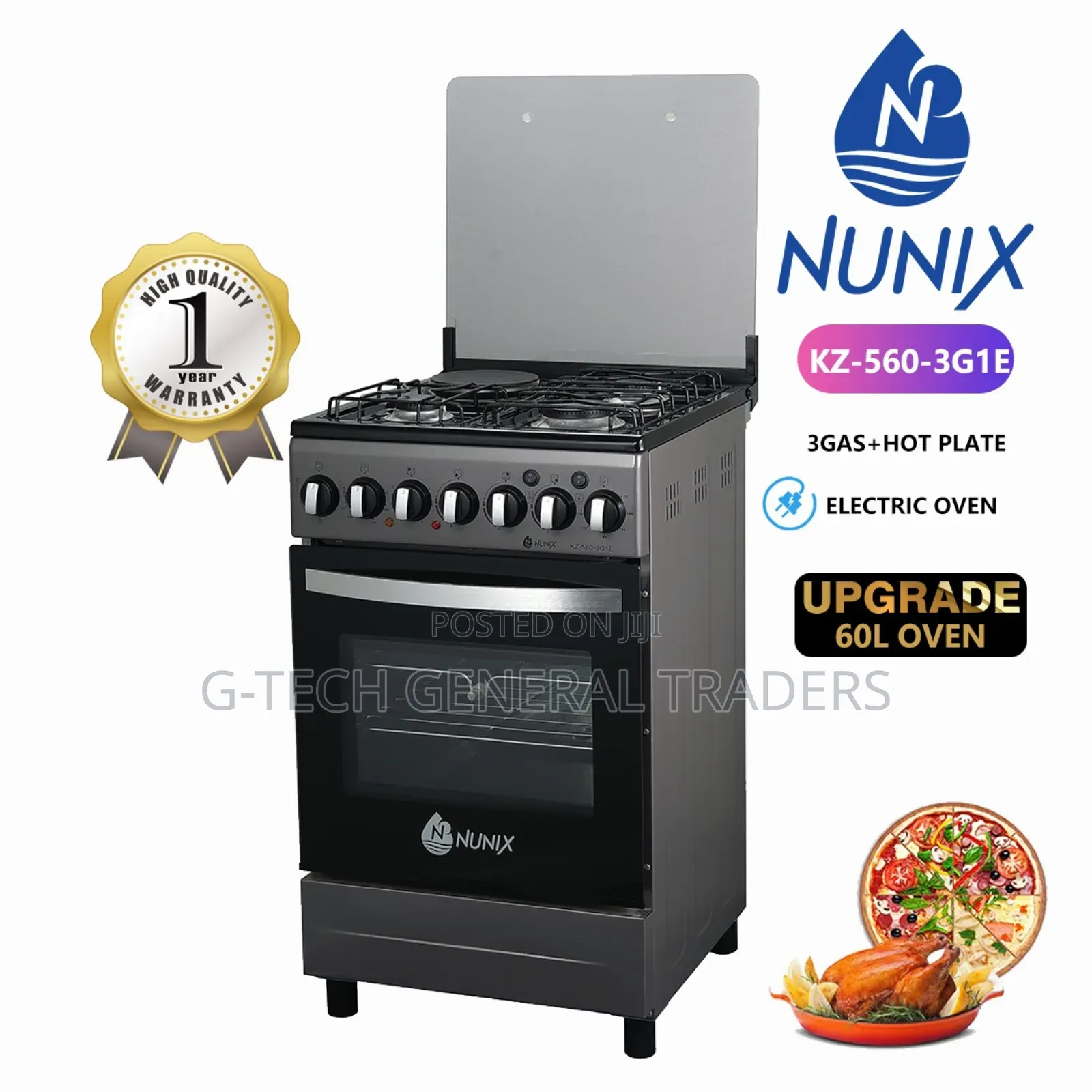 Nunix 3gas+1hotplate Model Kz-560-3g1e 50*55 Cooker