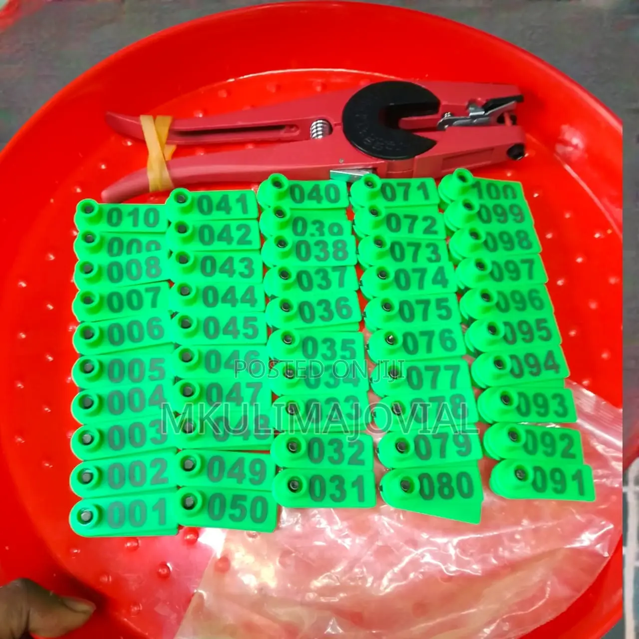 Slim Green Ear Tags Numbered for Sheep and Goats