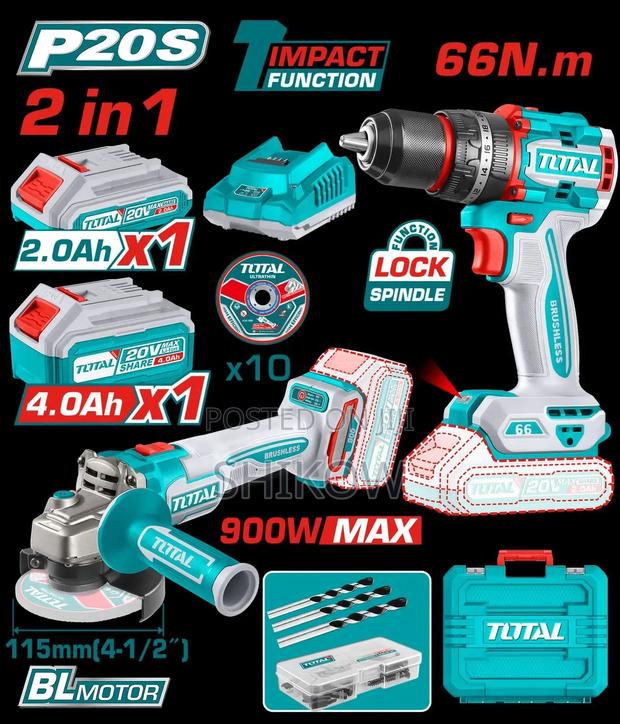 Total 2pc Cordless Combo Kit Tckli20273 - main view