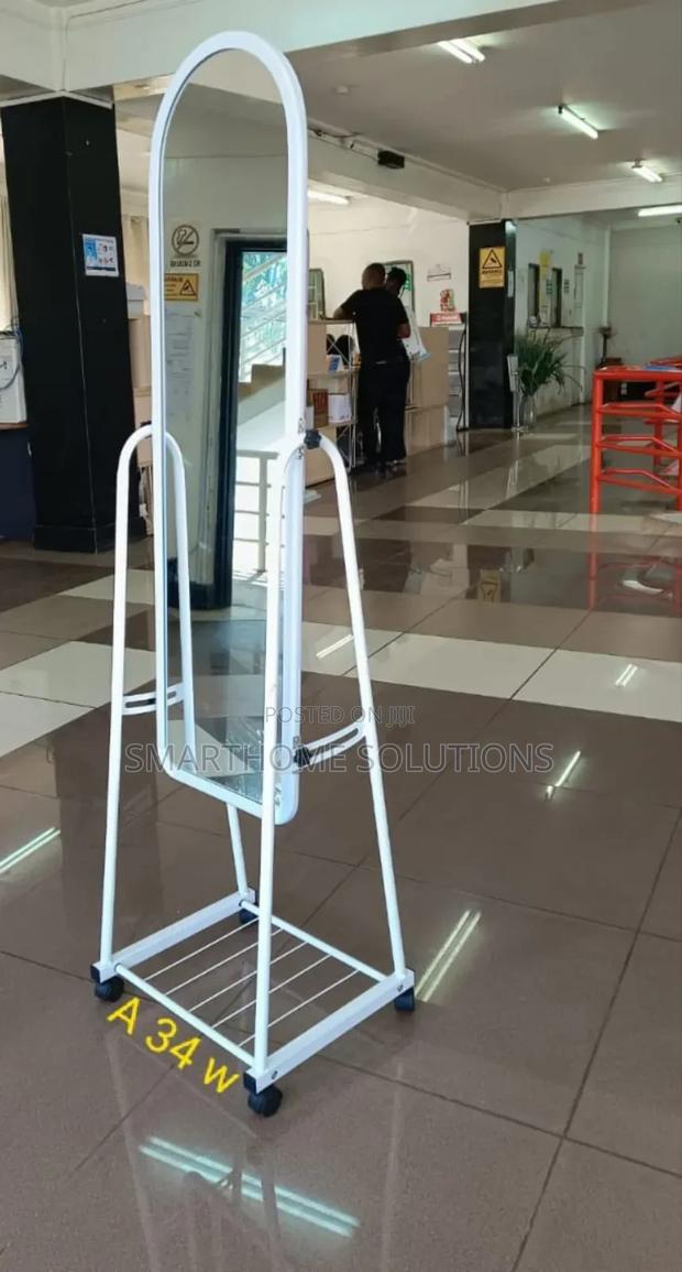 Full Length Executive Dressing Mirror With Wheels and Rack - main view
