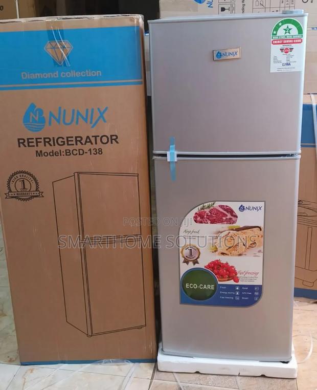 Silver Nunix 138 Litres Double Door Fridge BCD-138