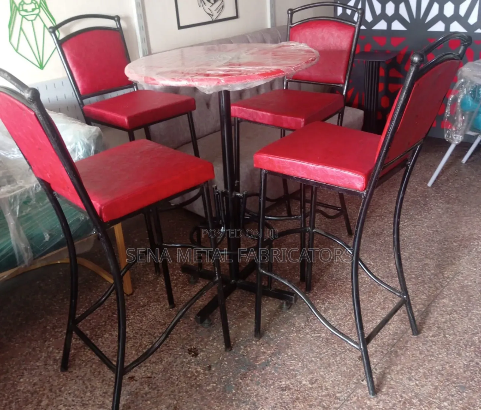 Matching Set of High Stools With a Table.