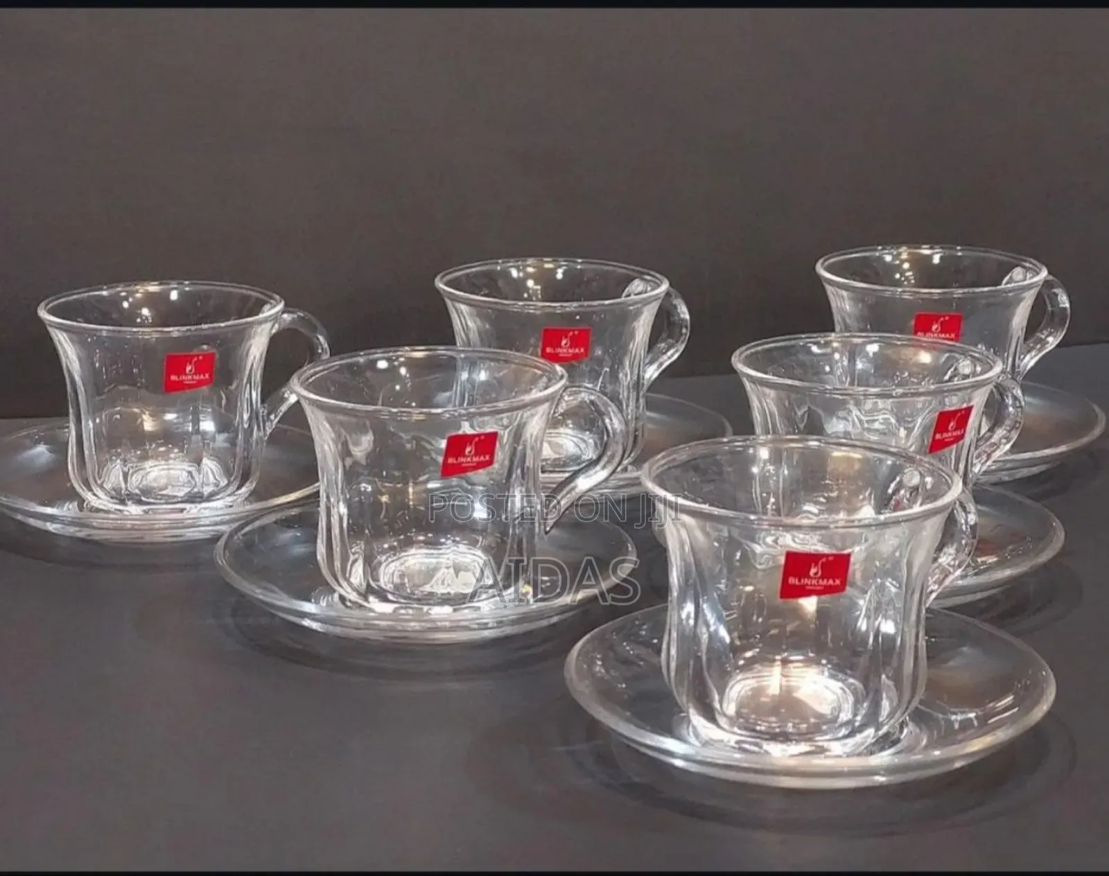 6 Clear Tea Cups Plus 6 Saucers