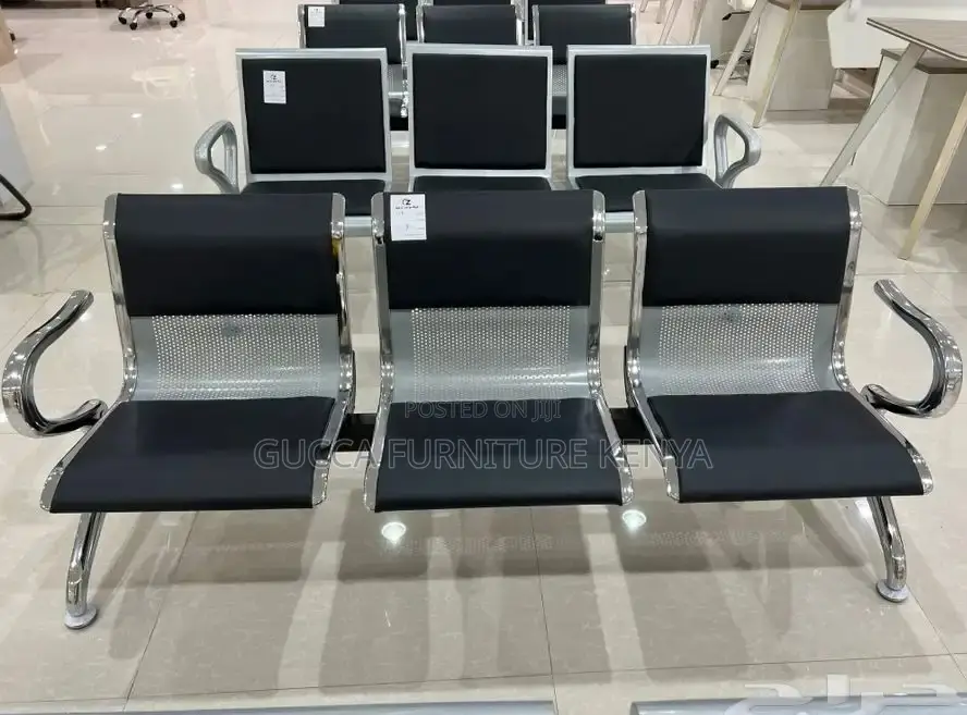 Benches:3-Seater Outdoor Semi Padded Black Waiting Bench