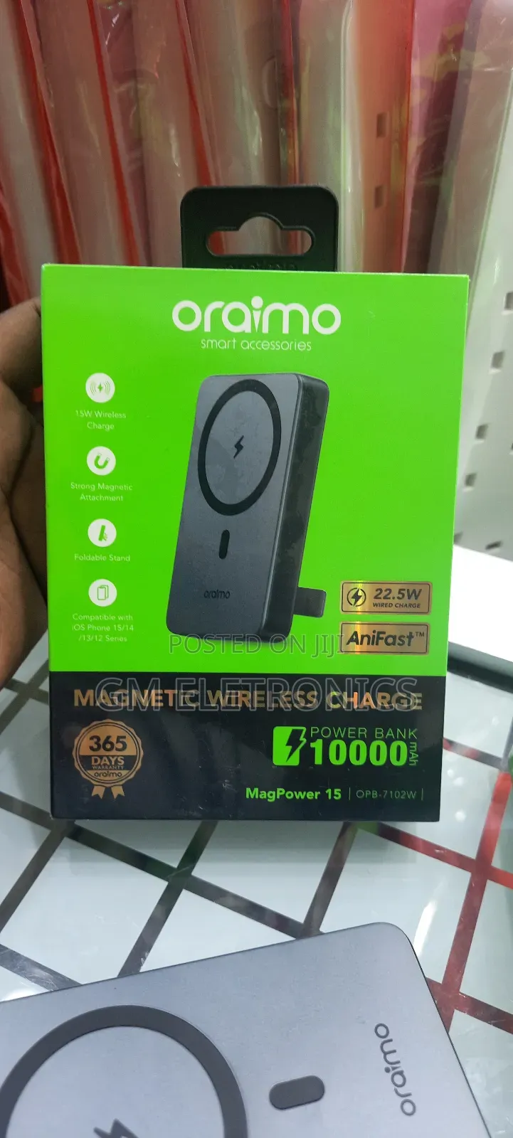 Oraimo Magpower 15 10000mah Wireless and Wired Power Bank.