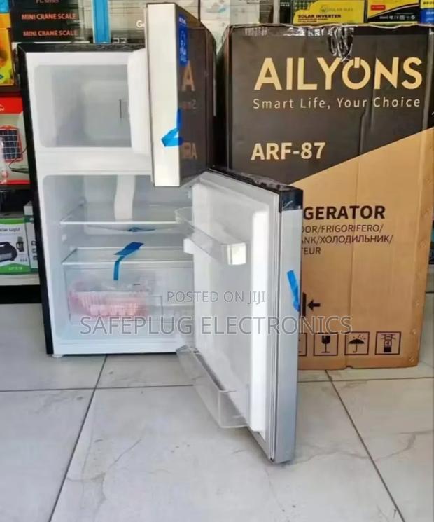 Double-Door Ailyons 90l Fridge - Top Freezer, Silver - main view