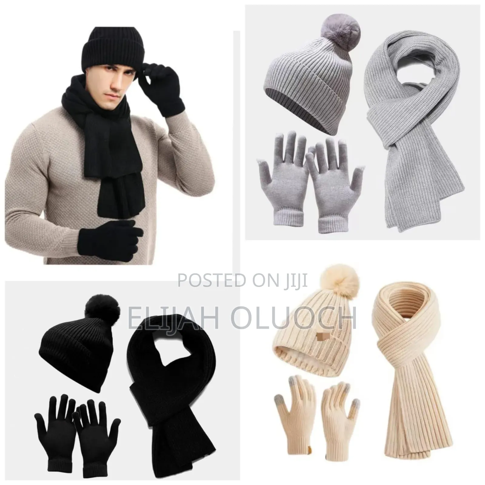 3 in 1winter Adult's Beenies Hat,Scarf Set and Gloves
