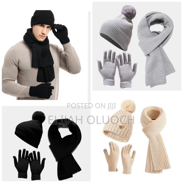 3 in 1winter Adult's Beenies Hat,Scarf Set and Gloves