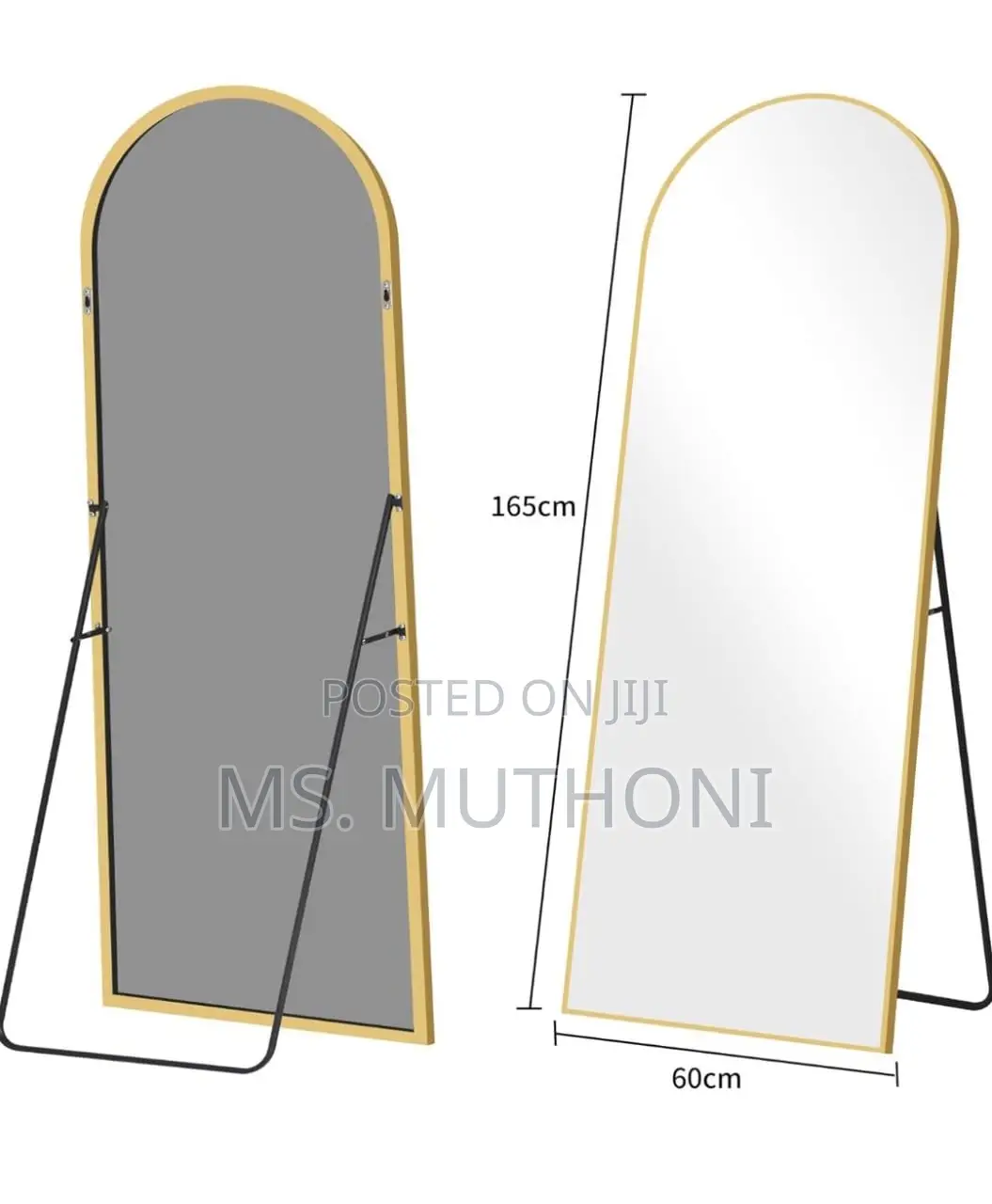 Big Arched Mirror Full Length Black, 160x60cm