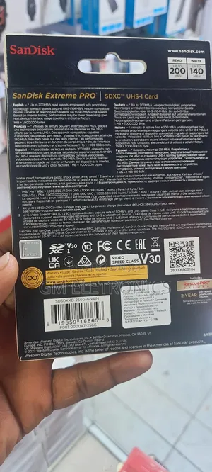 256gb Extreme Pro Uhs-I SDXC Memory Card (200mb/S)Available