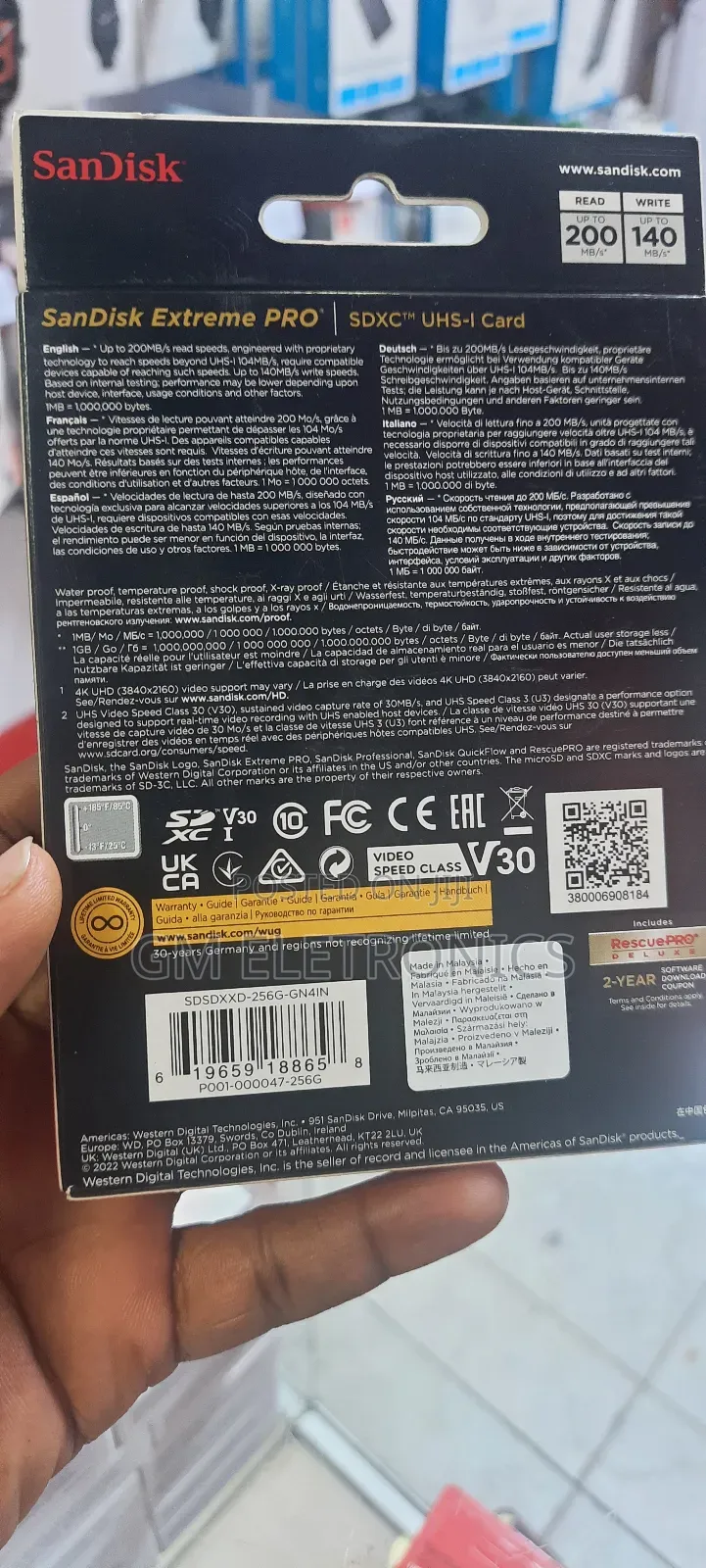 256gb Extreme Pro Uhs-I SDXC Memory Card (200mb/S)Available