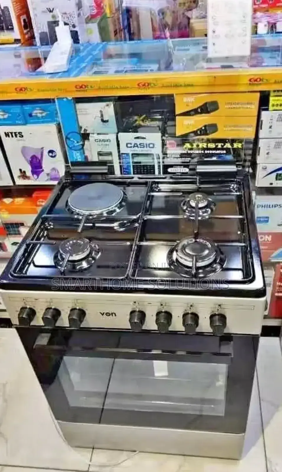 Von Cooker 60by 60. Silver 3gas 1 Electric