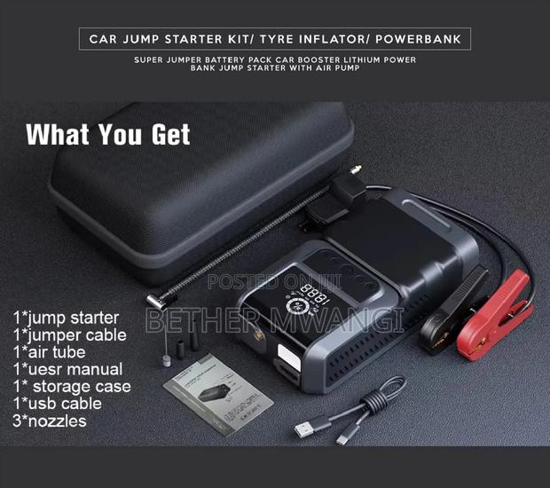 Car Jump Starter Kit With Tyre Inflator and Power Bank - thumbnail 2