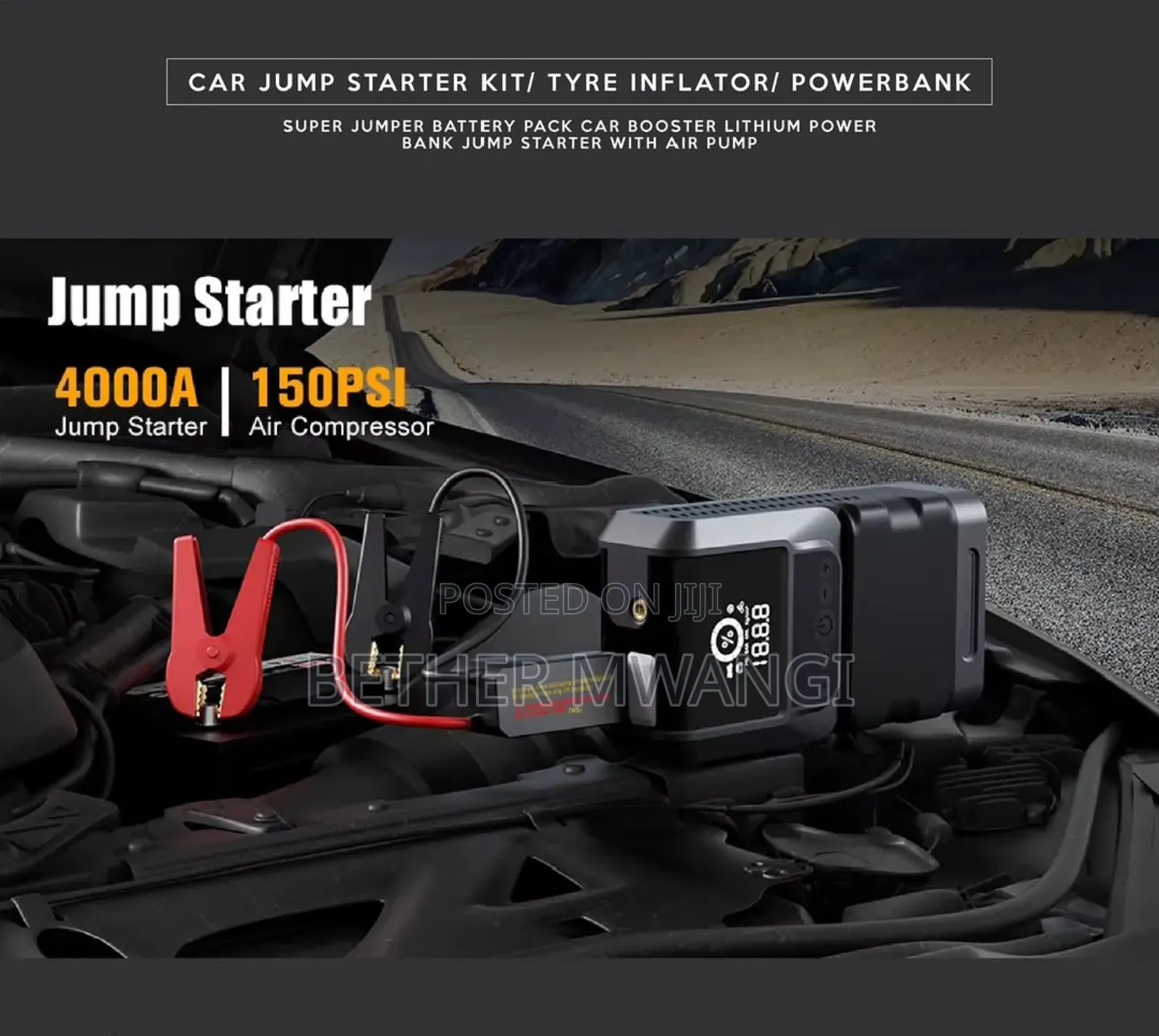 Car Jump Starter Kit With Tyre Inflator and Power Bank