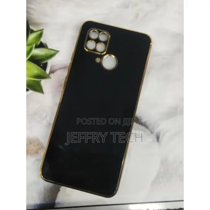 Xiaomi Redmi 10c Phone Case With a Golden Frame. A Mobile Co