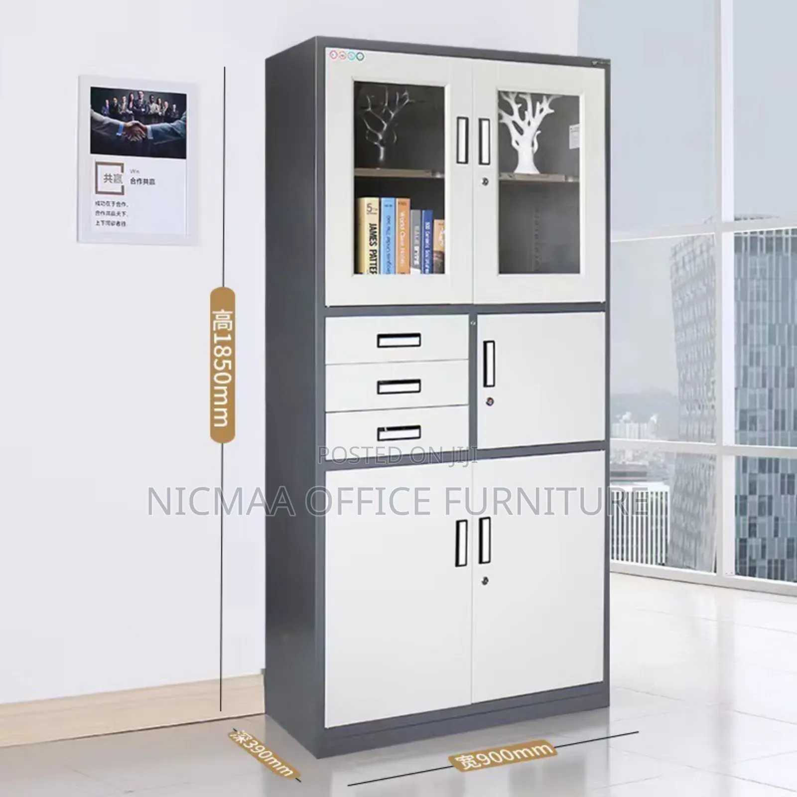 2-Door Metallic Filing Cabinet With Safe