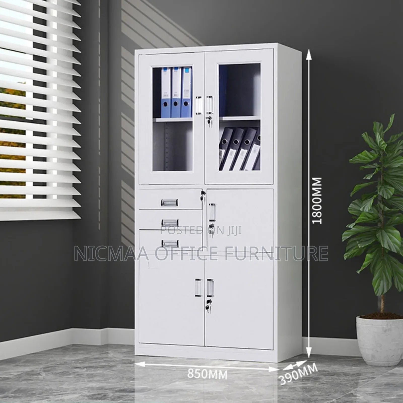2-Door Metallic Filing Cabinet With Safe
