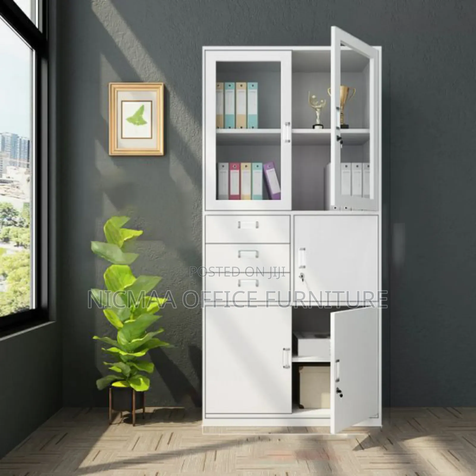2-Door Metallic Filing Cabinet With Safe