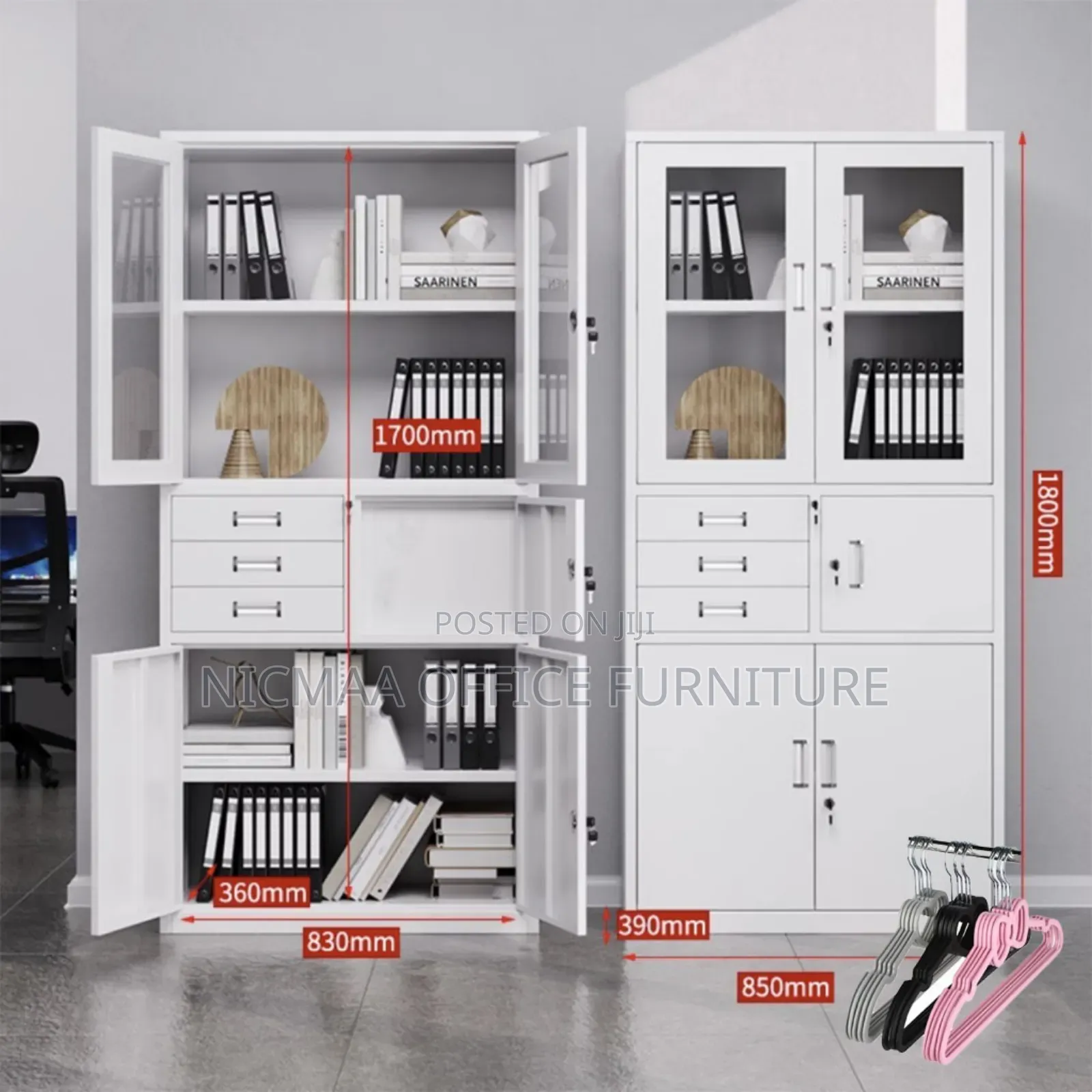 2-Door Metallic Filing Cabinet With Safe