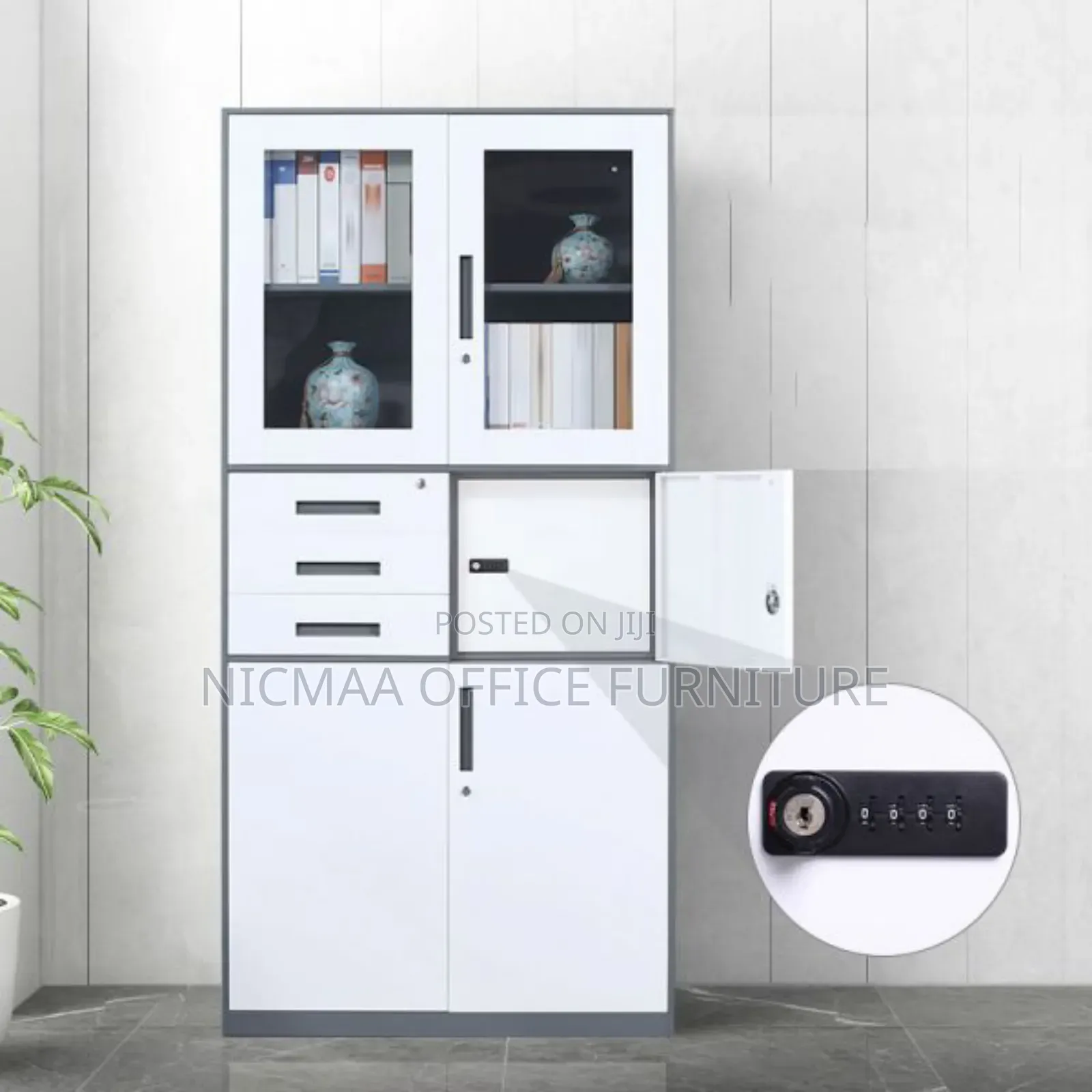 2-Door Metallic Filing Cabinet With Safe