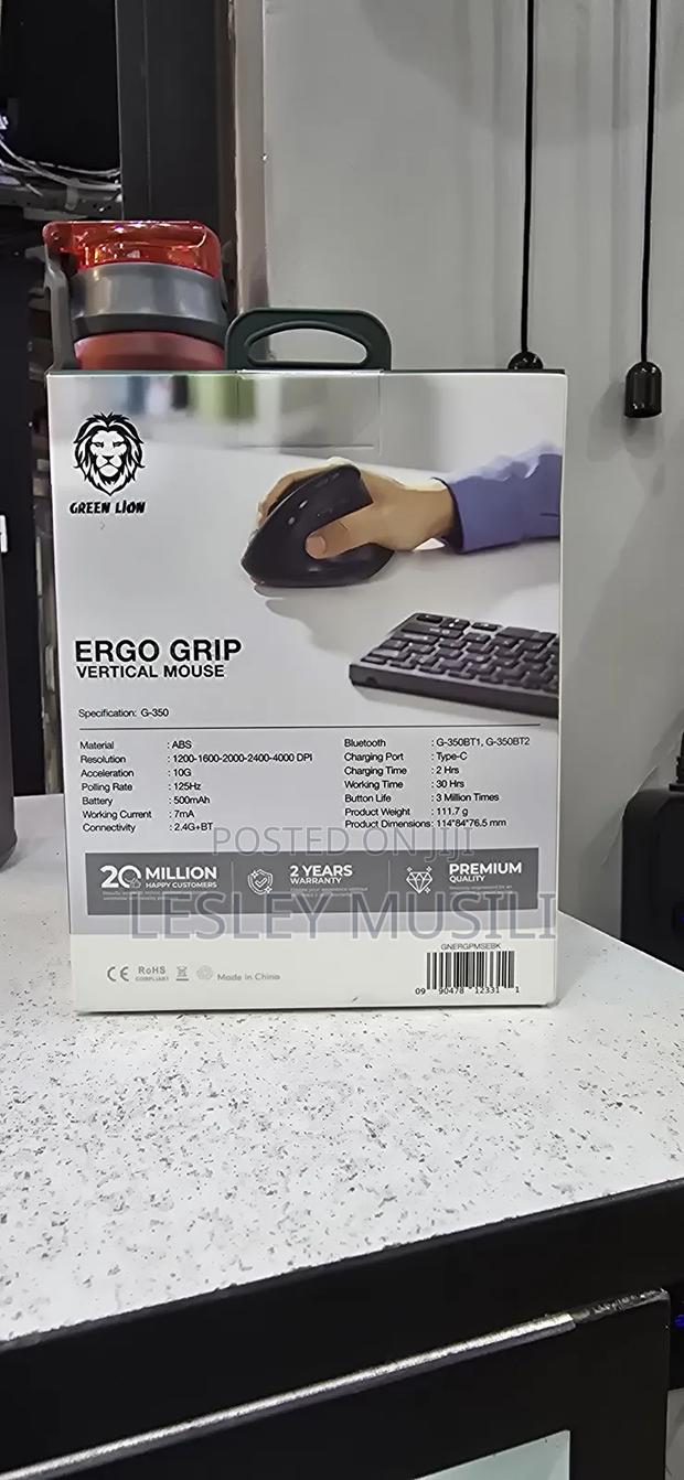 Green Lion Ergo Grip Vertical Mouse - Black - thumbnail 2