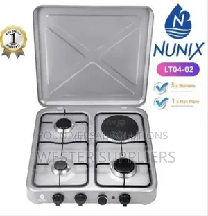 Nunix Table Top Cooker 3 Gas + 1 Electric Burner Stove