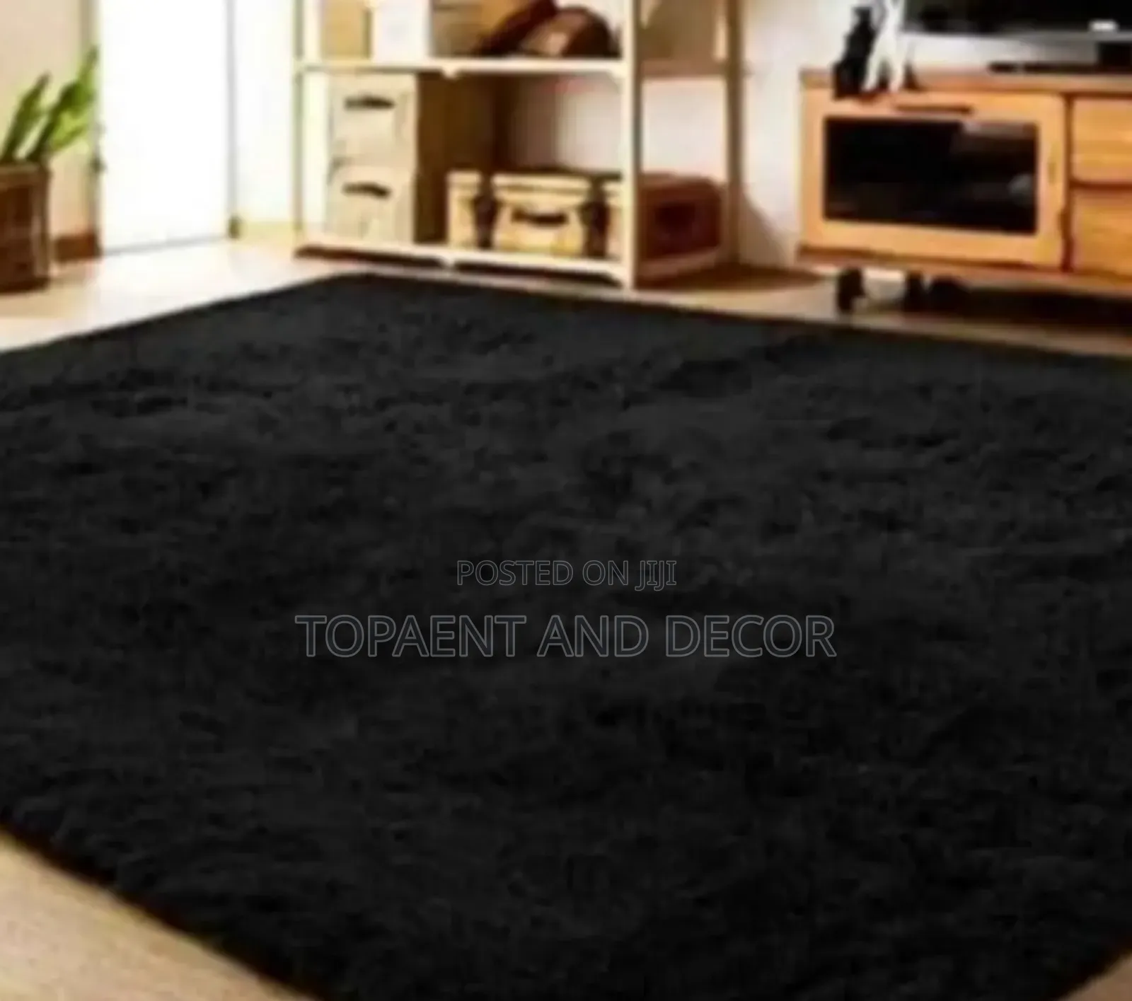 Thick and Comfy Black Fluffy Carpet