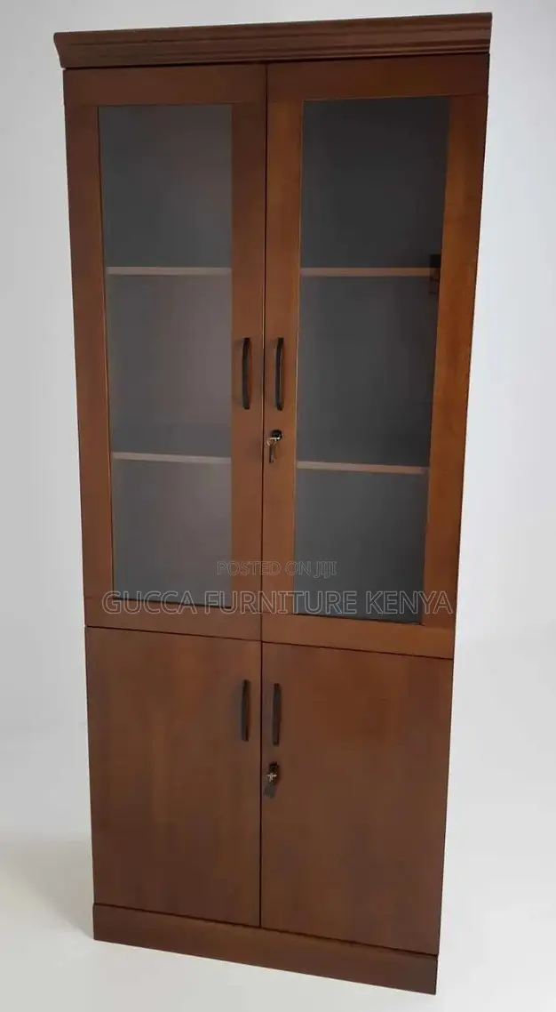 Cabinets:Real Wood Veneer Two Door Executive Bookcase