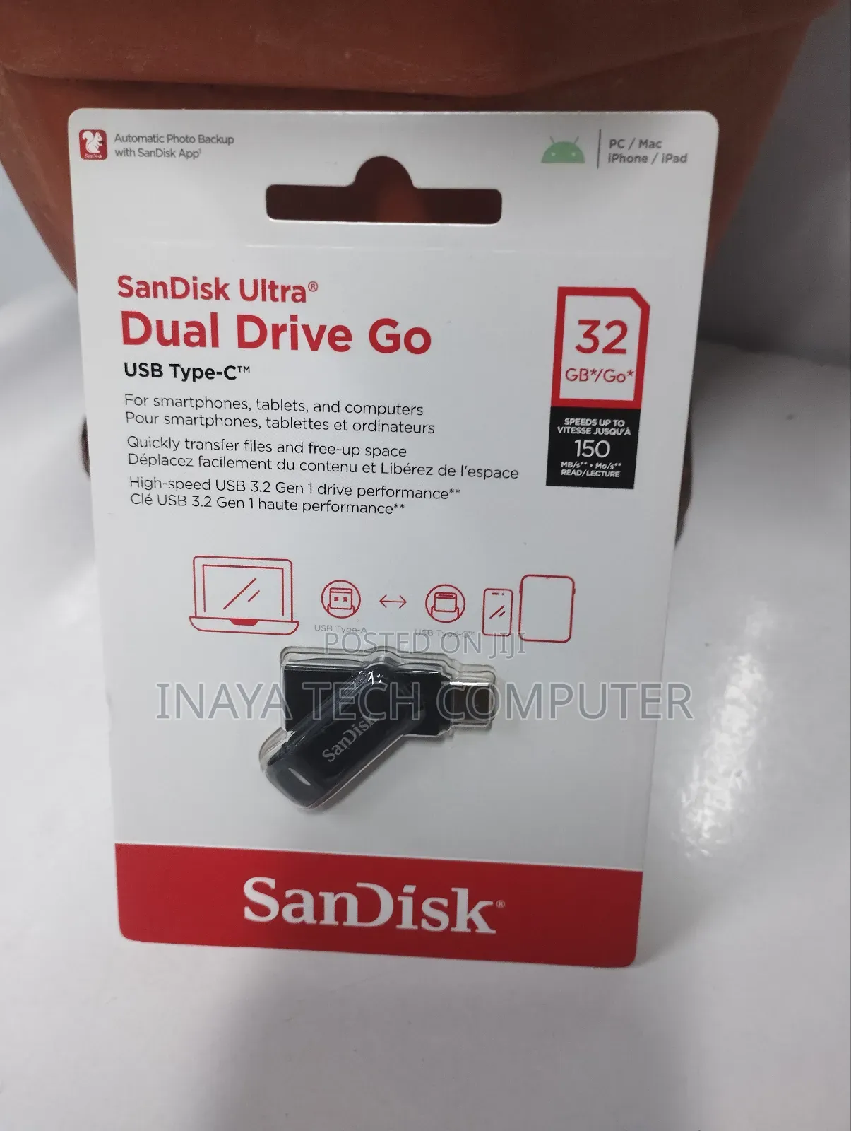 Sandisk 32gb Dual Drive Usb Type-C 150mbps Flash Drive