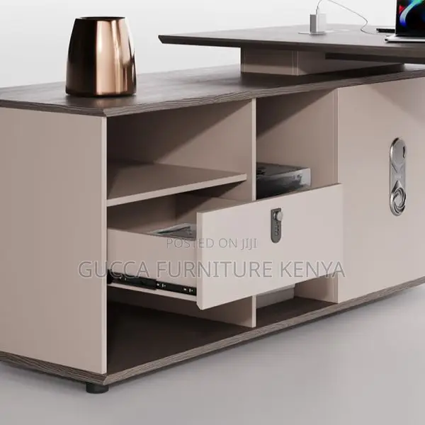 Office Tables:180cm Modern Desk With Exterior Storage Unit