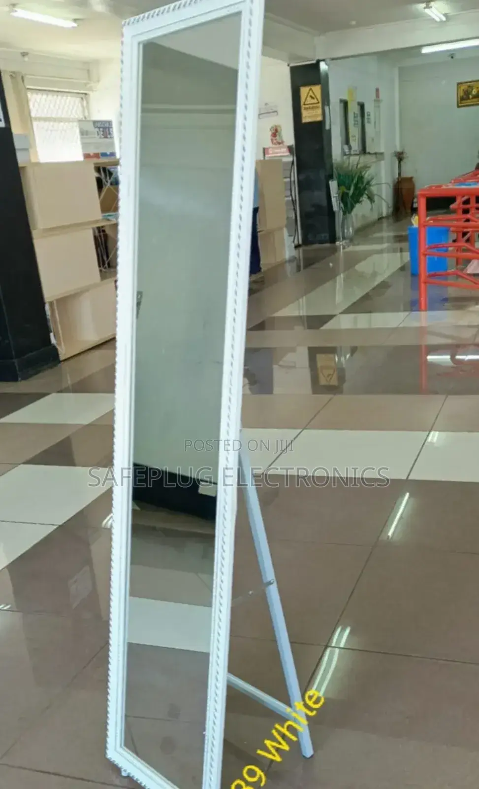 White Dressing Mirror - Full Length With Back Stand