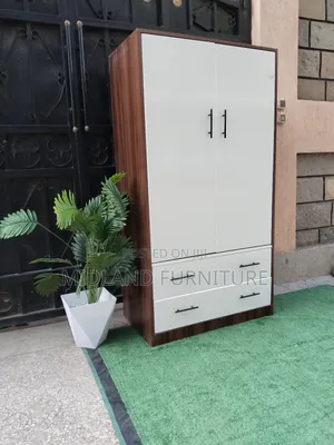 Brown and White Bedroom Clothes Wardrobe