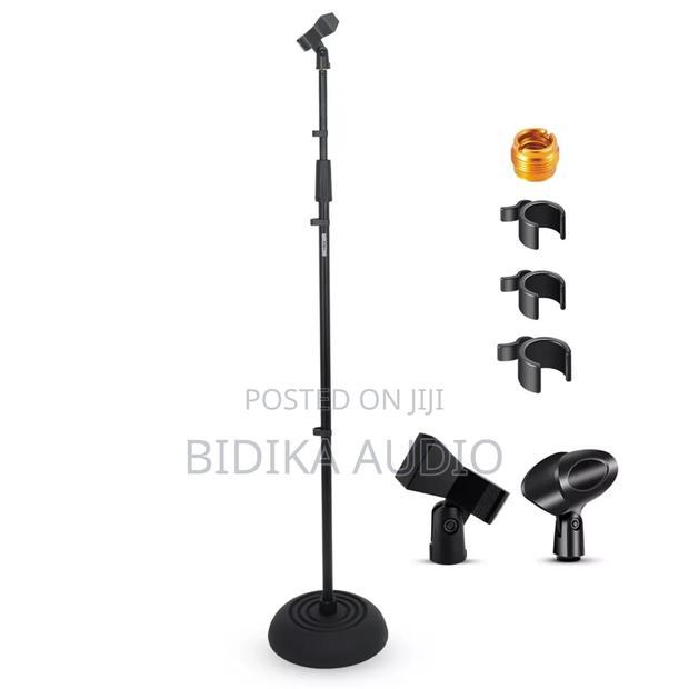 Mic Stand Floor Adjustable Round Base Metal