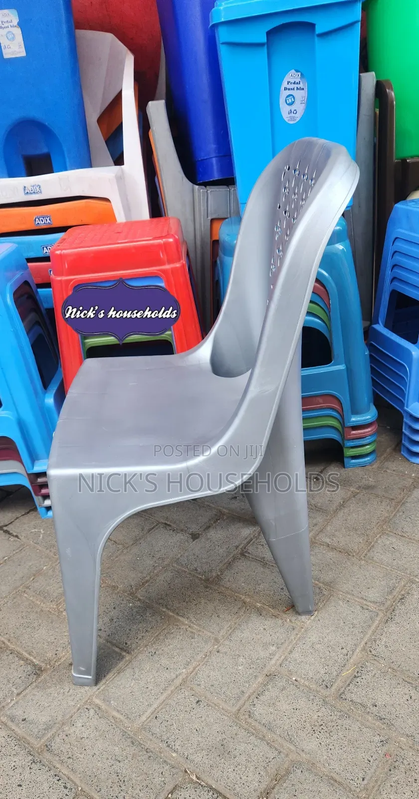 Skyplast Armless Plastic Chair Grey Colour