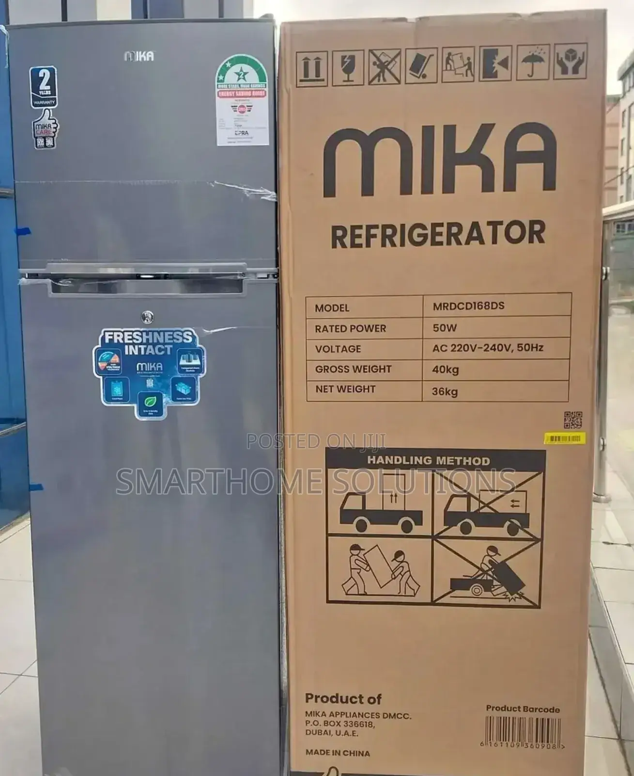Mika 168l 2 Doors Defrost (Direct Cool)Silver•
