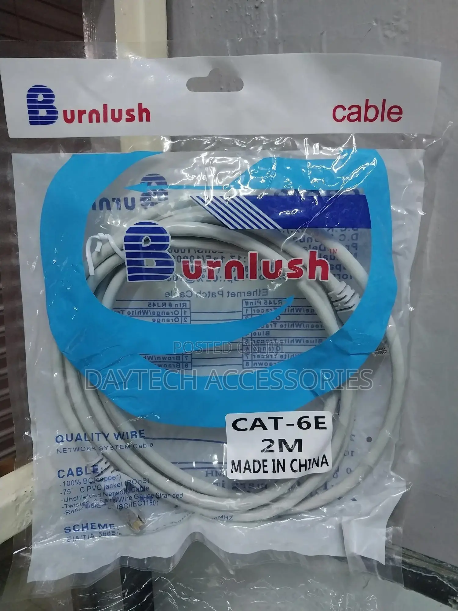 Burnlush Network Patch Cord Cat6 Rj45 Ethernet Lan Cable 2m