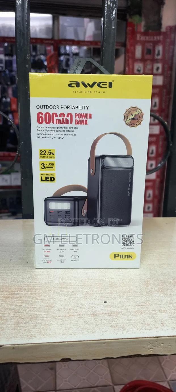 Portable Battery Power Bank Awei P101k 60000mah.