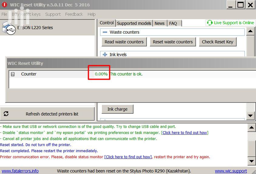 Epson Reset Codes