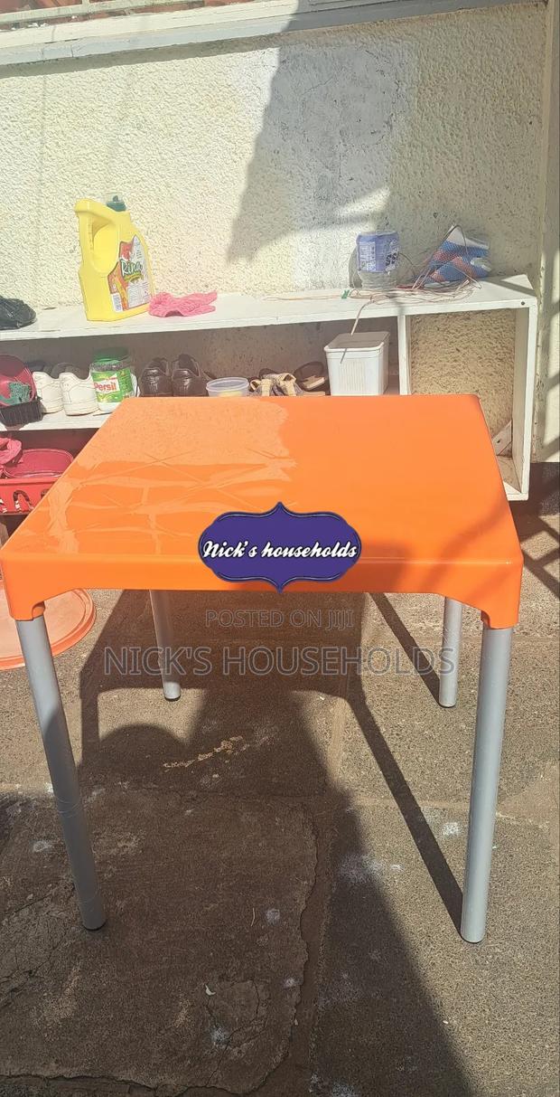 Strong and Affordable Square Plastic Table With Chrome Legs - thumbnail 2
