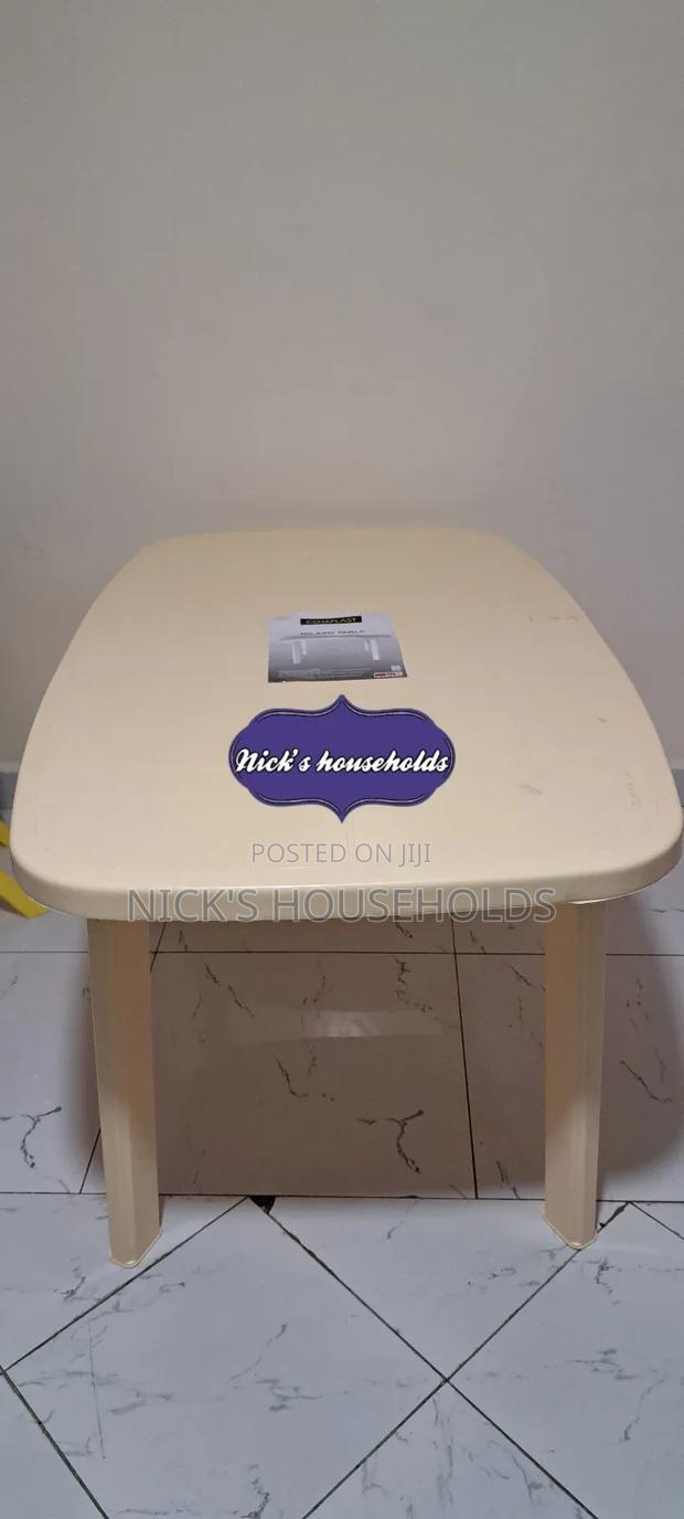 Ivory or Cream Complast Rectangular Plastic Table Available - main view