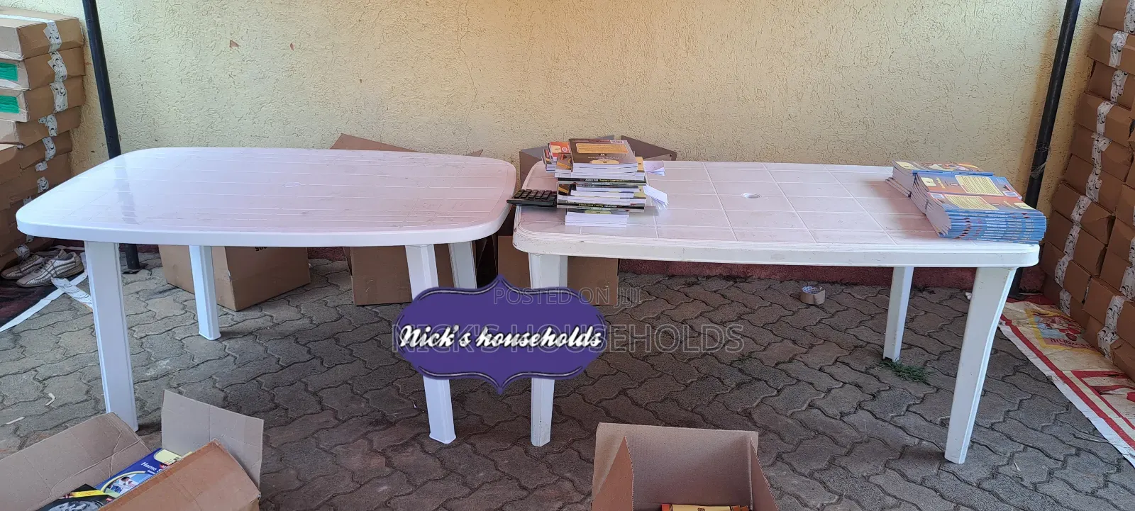 Fixed Plastic Rectangular Table With Four Strong Legs