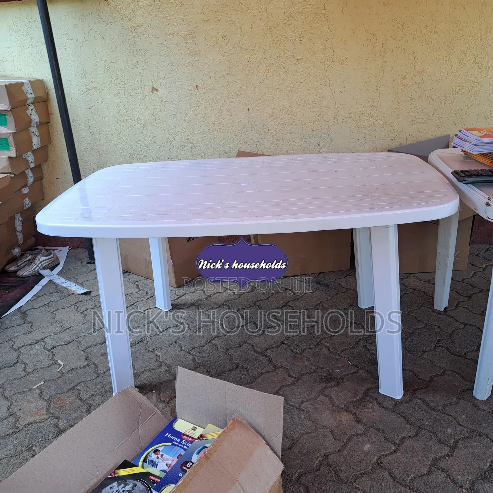 Fixed Plastic Rectangular Table With Four Strong Legs