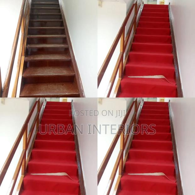 Red Stair Carpets. Before and After Installation