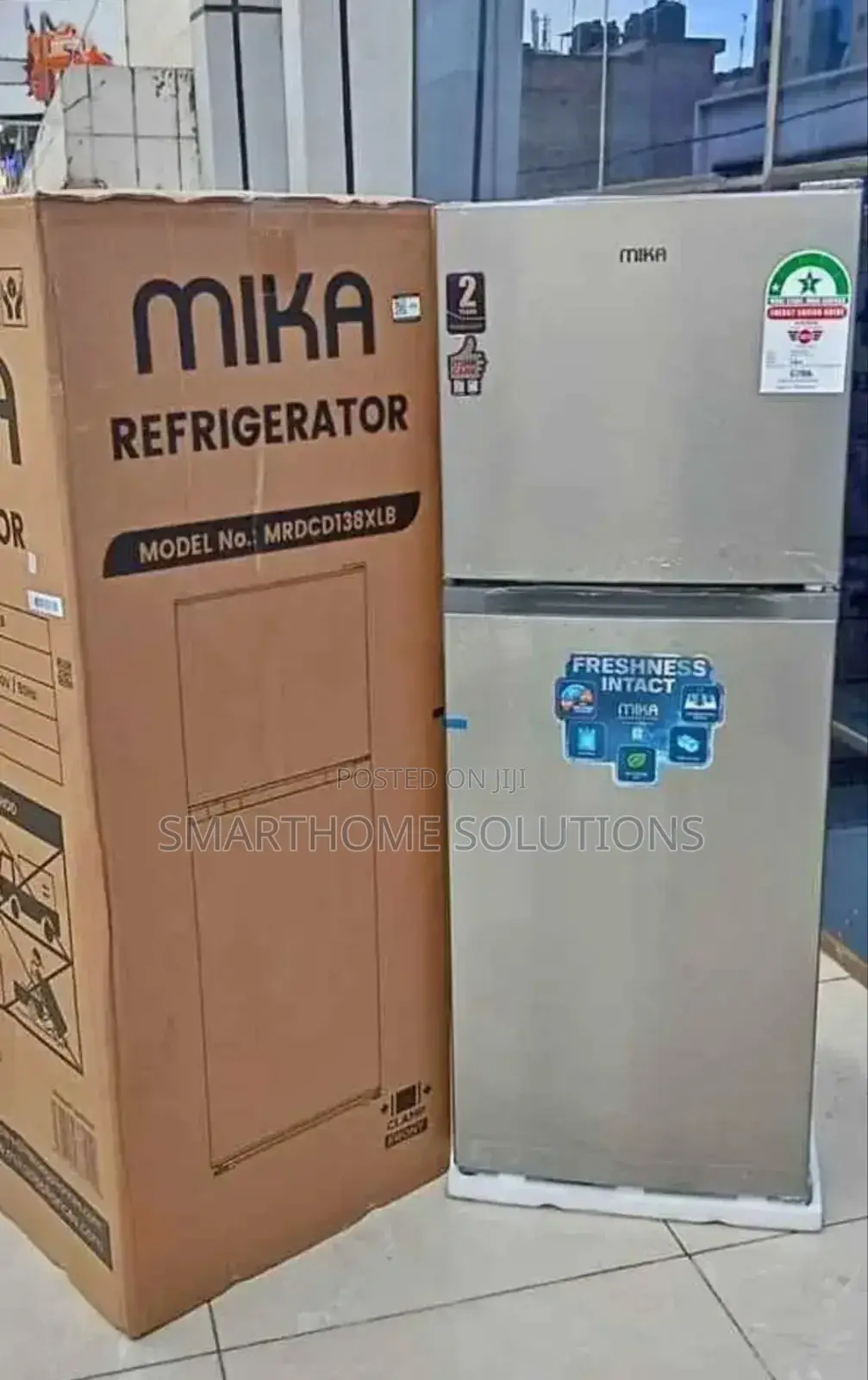 Mika 138l Double Door Fridge With a Cool Pack, Smell Burster