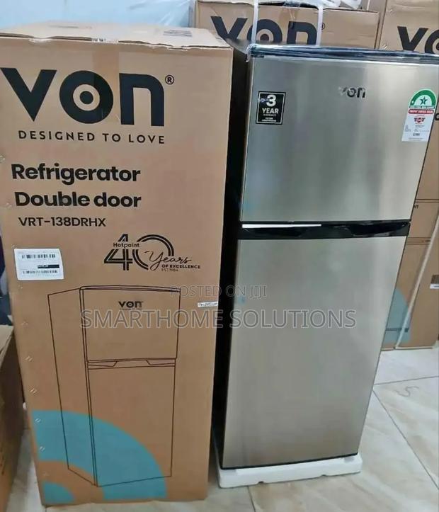 Von 138 Litres (Vrt-138drhx) Double Door Fridge 138l,Inox ,;